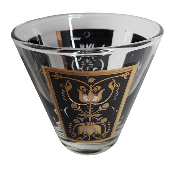 8 Vintage Dominion MCM Gold Black Low Ball Whiskey Glasses Rocks Barware - Picture 6 of 10
